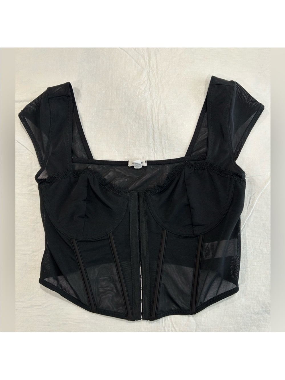 Garage Black Mesh Corset Top